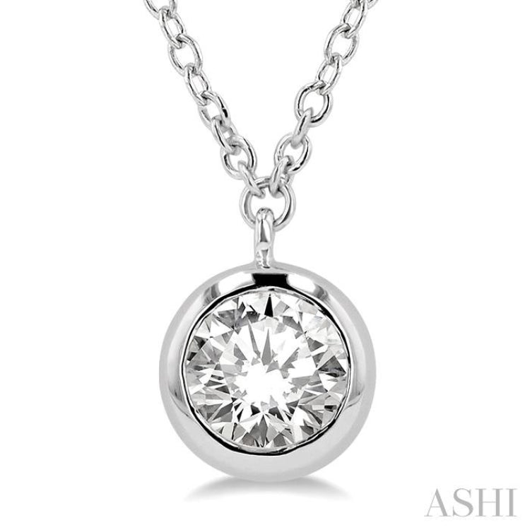 Round Shape Bezel Set Diamond Necklace