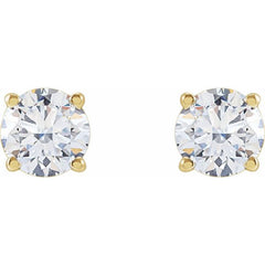 14K Yellow Gold 1 1/4 CTW Lab-Grown White Diamond Earrings