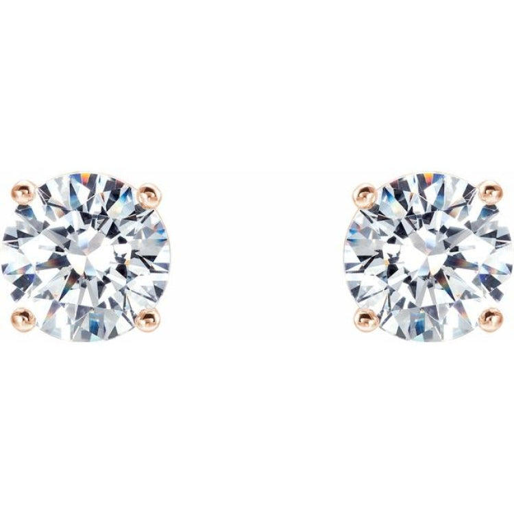 14K Rose 3/4 CTW Lab-Grown Diamond 4-Prong Stud Earrings