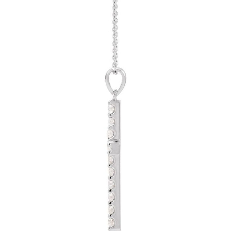 14K White 1/2 CTW Lab-Grown Diamond Cross 18" Necklace