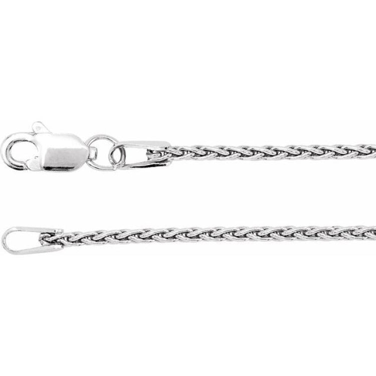 14K White 1.25 mm Wheat 7" Chain