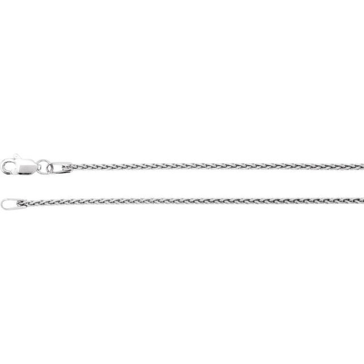 14K White 1.25 mm Wheat 7" Chain