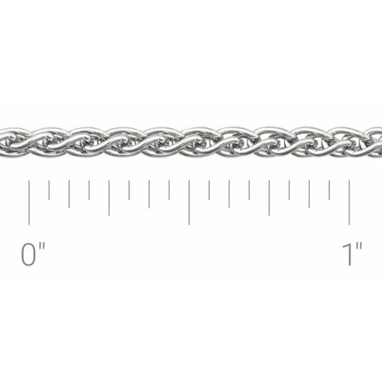 14K White Recycled Metal 2.4 mm Wheat Chain by the Inch