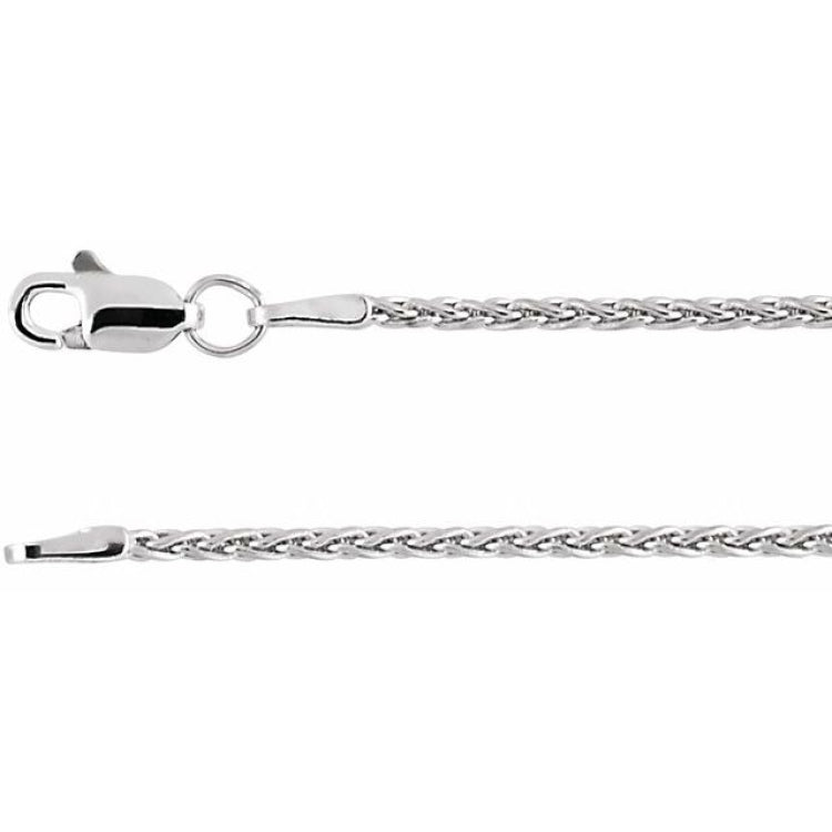 14K White 1.5 mm Wheat 24" Chain