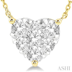 1 Ctw Lovebright Diamond Heart Pendant With Chain in 14K Yellow and White Gold