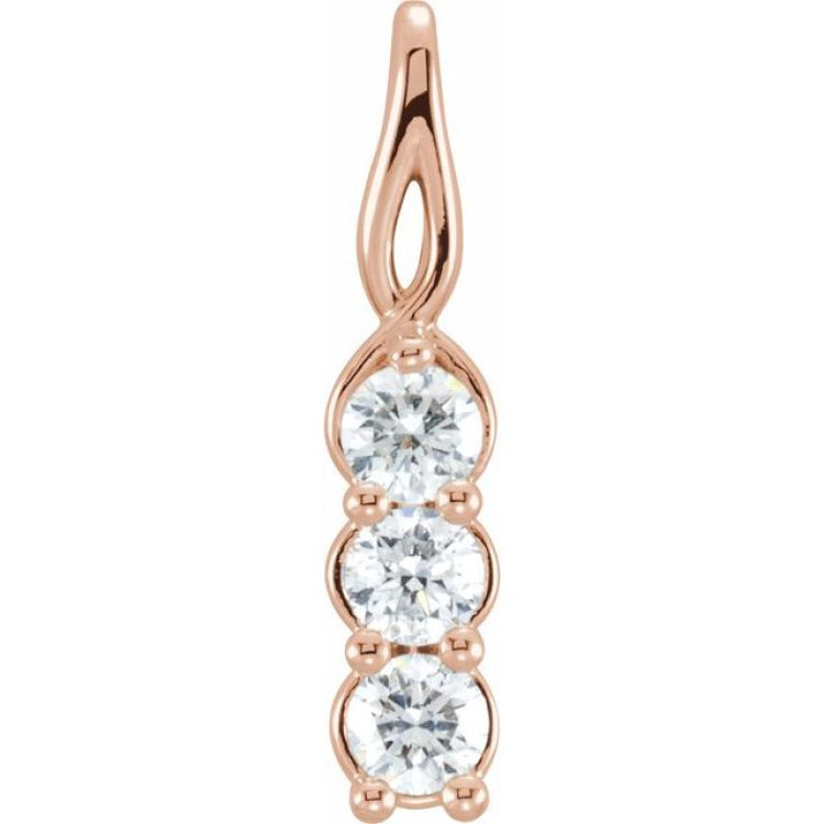 14K Rose 1/2 CTW Lab-Grown Diamond Three-Stone Pendant