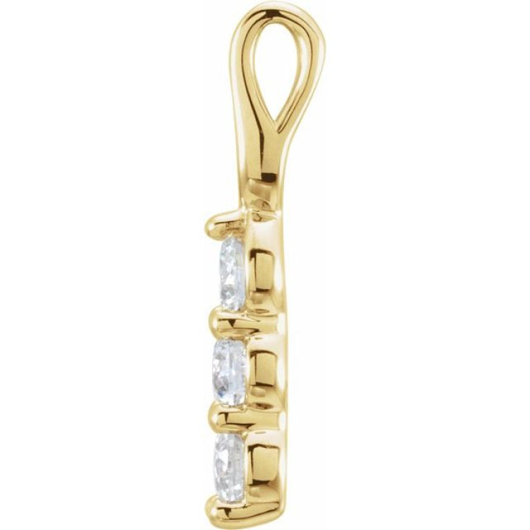 14K Yellow 3/4 CTW Lab-Grown Diamond Three-Stone Pendant
