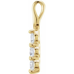 14K Yellow 3/4 CTW Lab-Grown Diamond Three-Stone Pendant