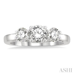 Round Shape Past Present & Future Diamond Engagement Ring