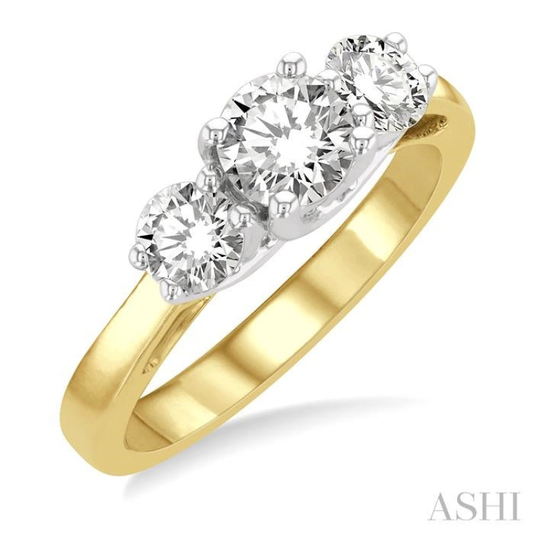 Round Shape Past Present & Future Diamond Engagement Ring