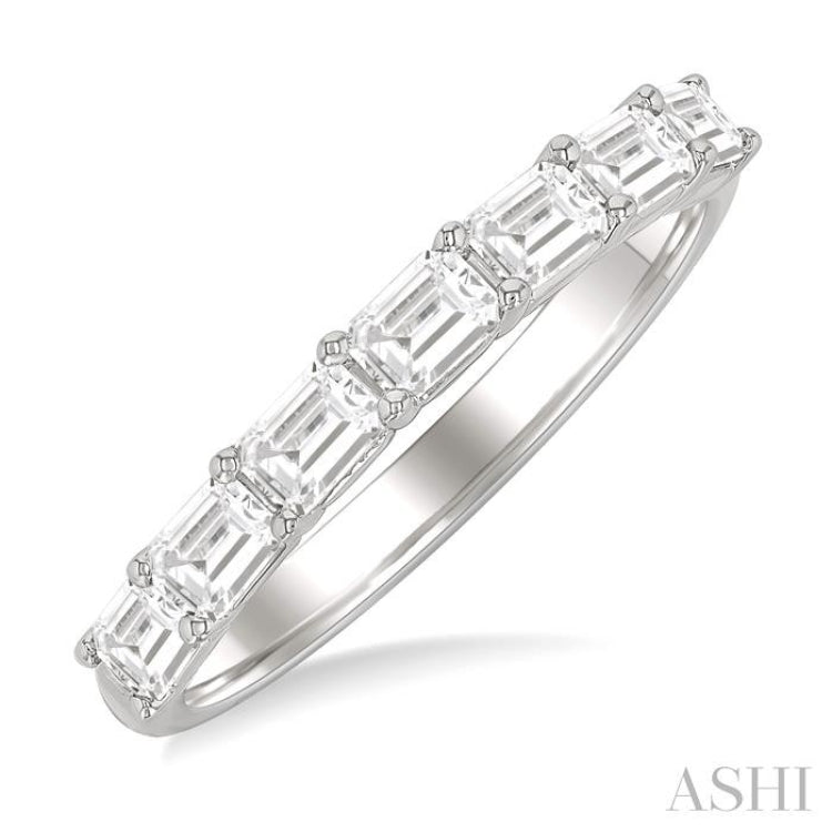 1 Ctw East-West Emerald Cut Diamond Fashion Band in 14K White Gold