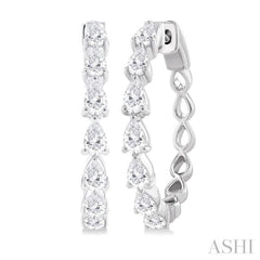 Pear Shape East-West Diamond Fashion Hoop Earrings