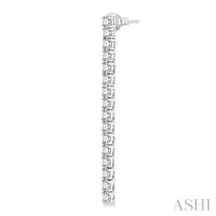 3 ctw Single Line Drop Round Cut Diamond Tennis Earring in 14K White Gold