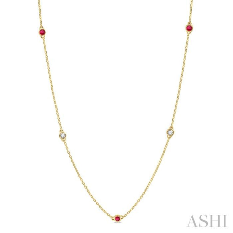 Gemstone & Diamond Station Necklace