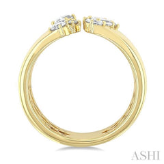 3/4 Ctw Open Top Mixed Diamond Cut Wide Fashion Band in 14K Yellow Gold