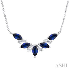 Marquise Shape Gemstone & Diamond Necklace