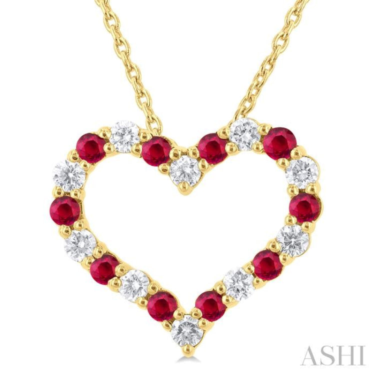 Heart Shape Alternate Gemstone & Diamond Fashion Pendant