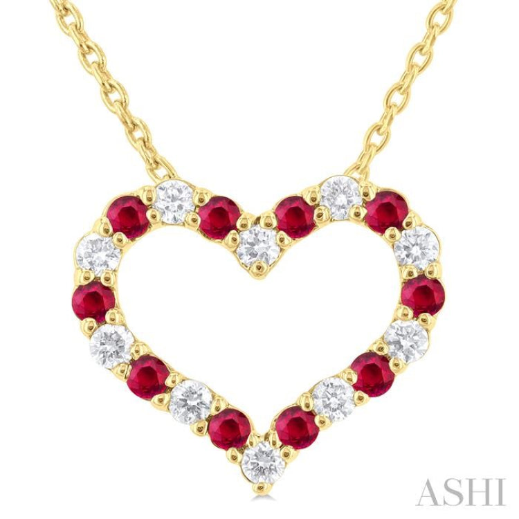 Heart Shape Alternate Gemstone & Diamond Fashion Pendant