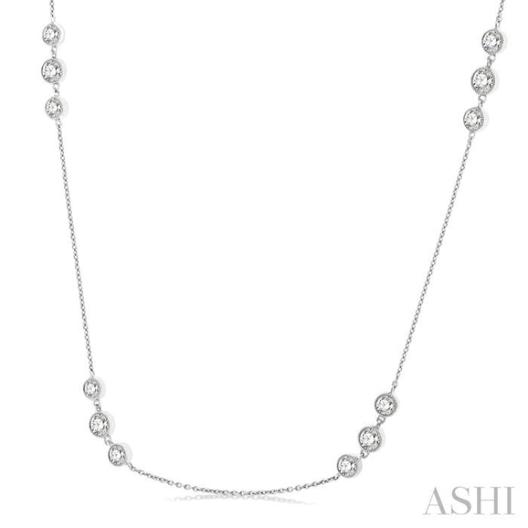 3 Stone Diamond Station Necklace