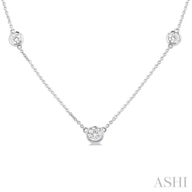 Bezel Set Graduated Diamond Station Necklace