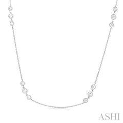 3 Stone Diamond Station Necklace