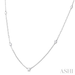 Bezel Set Graduated Diamond Station Necklace