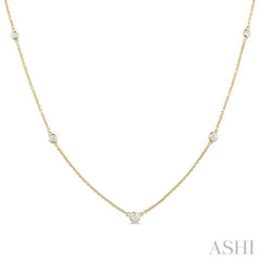 Bezel Set Graduated Diamond Station Necklace