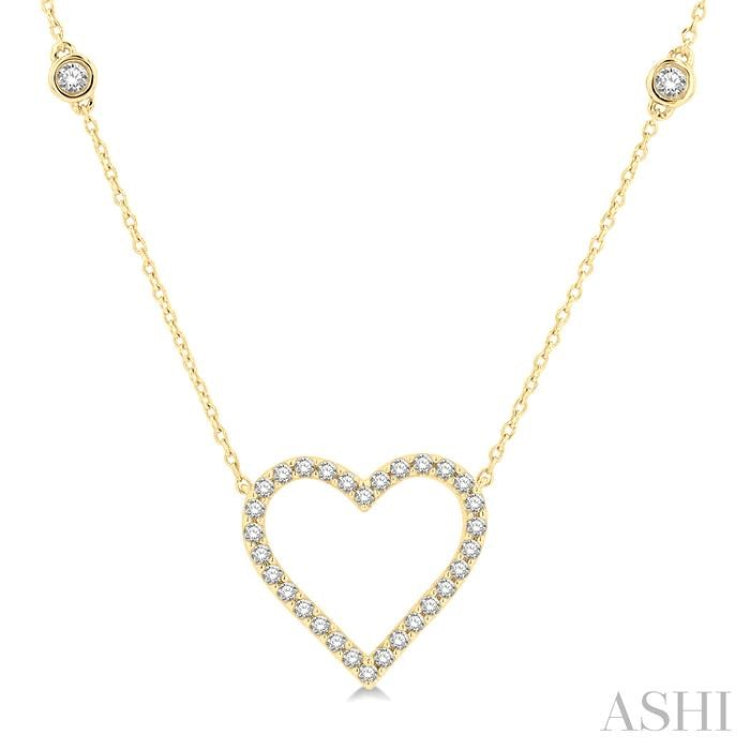 Heart Shape Diamond Station Necklace