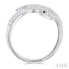 1/3 Ctw Petite Serpent Round Cut Diamond Open Center Fashion Ring in 10K White Gold