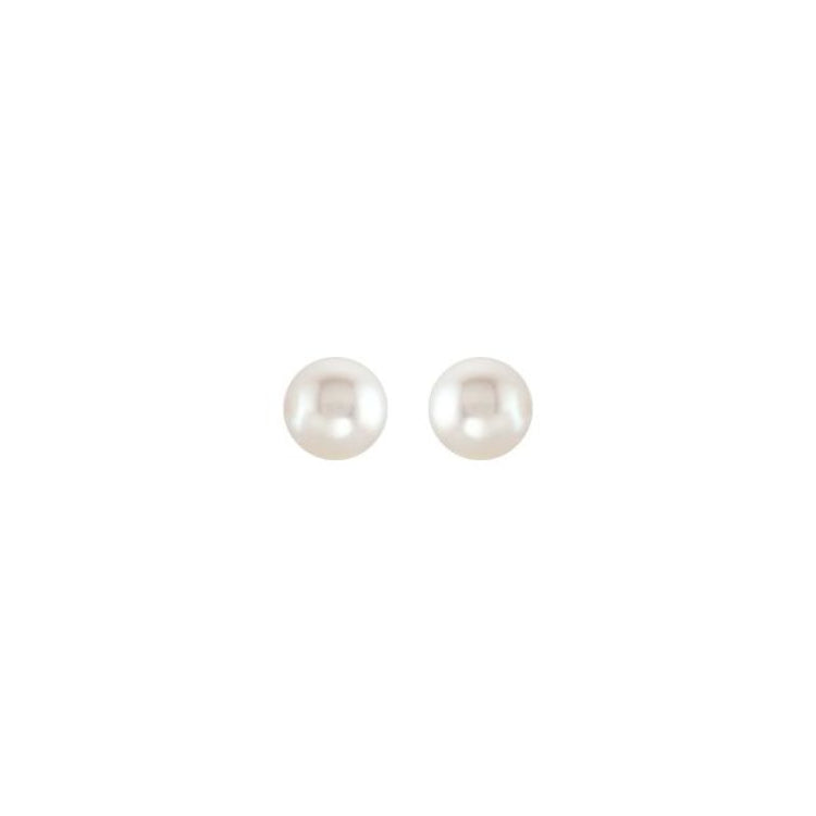 14K Yellow Cultured White Freshwater Pearl Earrings