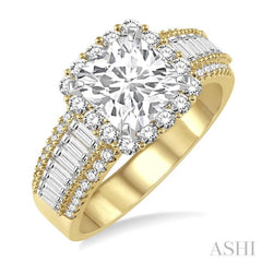 Cushion Shape Semi-Mount Halo Diamond Engagement Ring