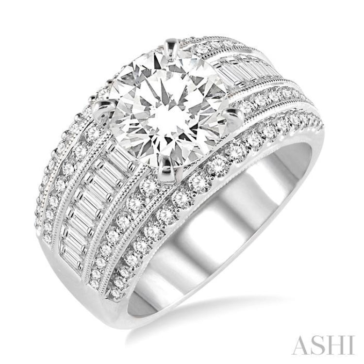 Round Shape Semi-Mount Diamond Engagement Ring