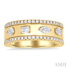 5/8 Ctw Mixed Shape Cut Diamond Fashion Wide Band in 14K Yellow Gold