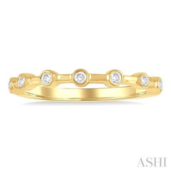 1/10 Ctw Bezel Set Round Cut Diamond Stackable Wedding Band in 14K Yellow Gold