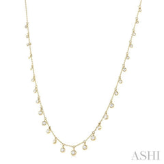 5/8 Ctw Bezel Set Round Cut Diamond Station Necklace in 14K Yellow Gold