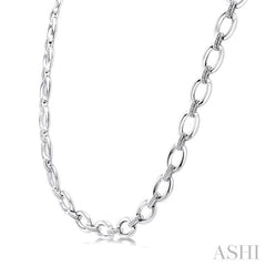 1/4 Ctw Bold Open Window Oval Shape D-Link Round Cut Diamond Paperclip Necklace in Sterling Silver