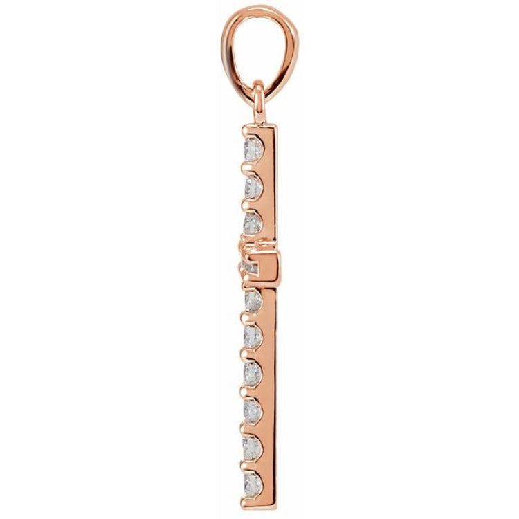 14K Rose 1/10 CTW Natural Diamond Cross Pendant