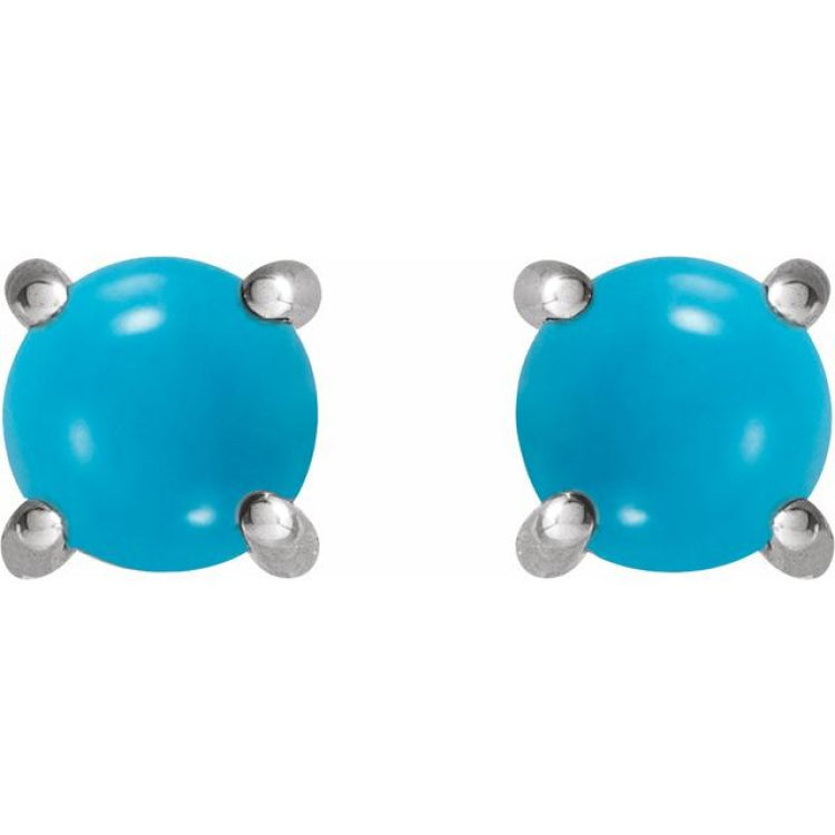 Sterling Silver 5 mm Natural Turquoise Earrings