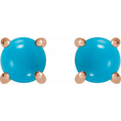 14K Rose 5 mm Natural Turquoise Earrings