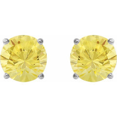 14K White 7 mm Lab-Grown Yellow Sapphire Earrings