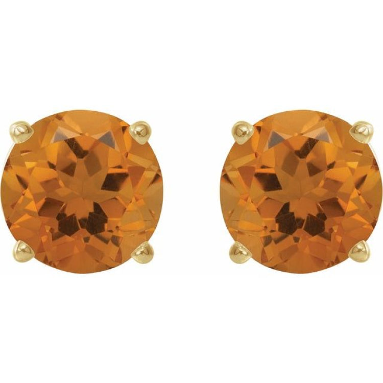 14K Yellow 8 mm Natural Citrine Earrings