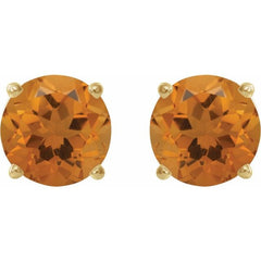 14K Yellow 6 mm Natural Citrine Stud Earrings