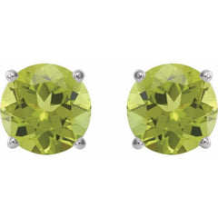 Sterling Silver 7 mm Natural Peridot Earrings
