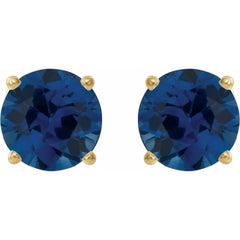 14K Yellow 8 mm Lab-Grown Blue Sapphire Earrings
