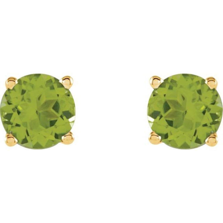 14K Yellow 6 mm Natural Peridot Stud Earrings
