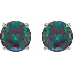 Sterling Silver 6 mm Lab-Grown Alexandrite Stud Earrings