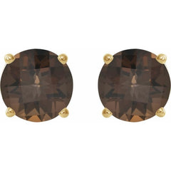 14K Yellow 7 mm Natural Smoky Quartz Earrings