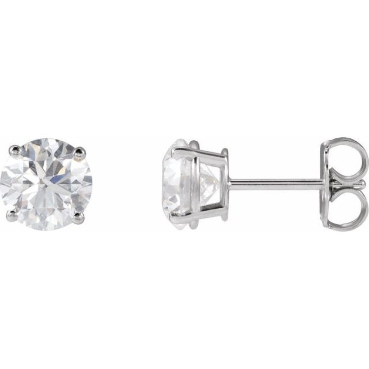 14K White 8 mm Natural Peridot Earrings