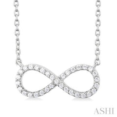 1/10 Ctw Round Cut Diamond Infinity Petite Pendant With Chain in 10K White Gold