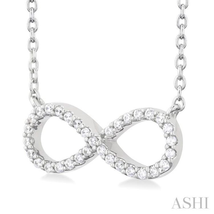 1/10 Ctw Round Cut Diamond Infinity Petite Pendant With Chain in 10K White Gold